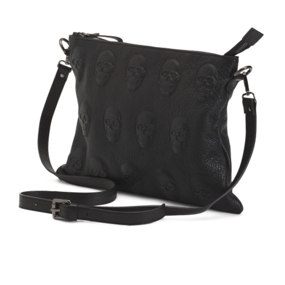 IOpelle Italia BLK Leather Multi Skull Crossbody With Detachable Strap & Dust Bg - Picture 11 of 17